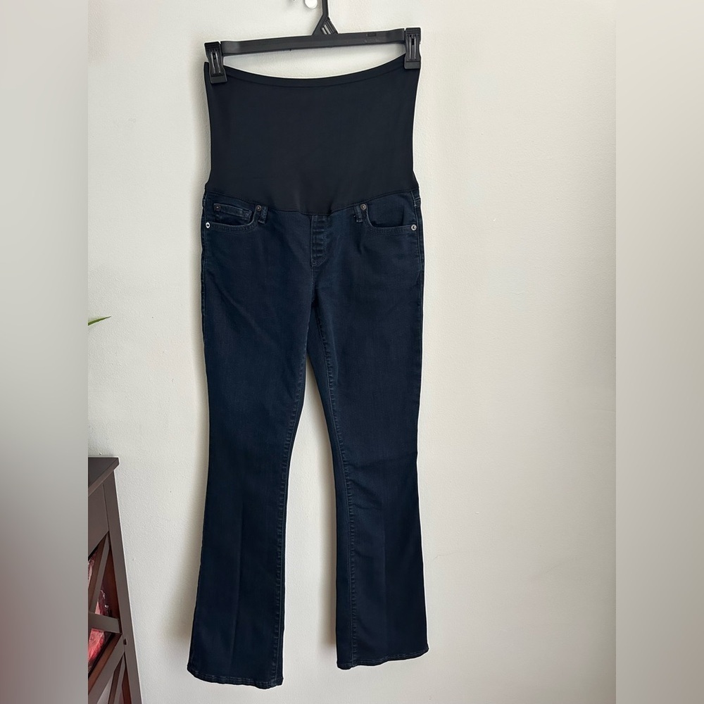 Gap Maternity Full Panel Dark Rinse Baby Boot Stretch Jeans Size 27 R